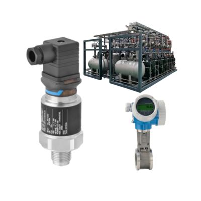 Druk/debietregelaar met Endress+Hauser Proline Prowirl D 200 werveldebietmeter en Cerabar PMC11 druksensor