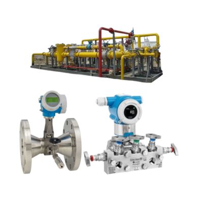 Druk/debiet regelunit met Endress+Hauser Proline Prowirl R 200 flowmeter en Deltabar PMD50 verschildruksensor.