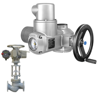 Gemotoriseerde kogelkraan met een AUMA GS kwartslag-tandwielkast en SA multi-turn modulaire universele elektrische actuator.