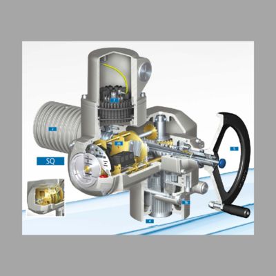 Gemotoriseerde kogelkraan met een AUMA GS kwartslag-tandwielkast en SA multi-turn modulaire universele elektrische actuator.