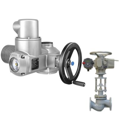 Gemotoriseerde kogelkraan met een AUMA GS kwartslag-tandwielkast en SA multi-turn modulaire universele elektrische actuator.