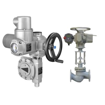 Gemotoriseerde kogelkraan met een AUMA GS kwartslag-tandwielkast en SA multi-turn modulaire universele elektrische actuator.