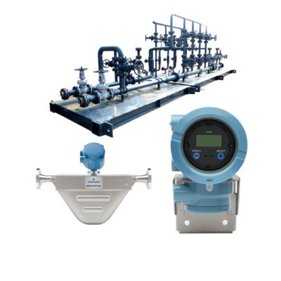 Drukreduceer- en ontgassingsstation met een Micro Motion F100A Coriolis-flowmeter en 1700 | 2700 integrale transmitter