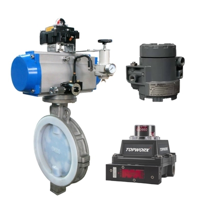Besturingsklep met Fisher 846 I/P-omvormer en TopWorx GO-schakelaar model 73 / model 81 limietschakelaar en Fisher DVC6200-kleppositionator voor hoge precisiebesturing in ruwe omgevingen
