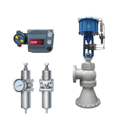 Emerson Asco roestvrijstalen 342A persluchtfilterregelaar op maat gemaakte Fisher DVC6200 klepcontroller