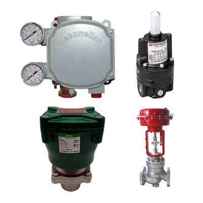 Masoneilan regelklep SVI1000 serie klepstandsteller SVI1000G/IM/SW standsteller + Fairchild M25 relais en ASCO magneetventiel pulsventiel NFG353D132 24VDC