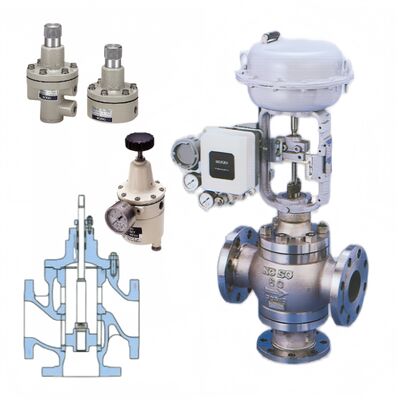 KOSO 521F 522F 3 Way Diverting Mixing Globe Valves 500A 520A Top Guided Single Seated Angle Vlaves