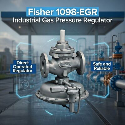 Fisher 1098-EGR Pilot bediende gasdrukregelaar met een maximale inlaatdruk van 1500 psig