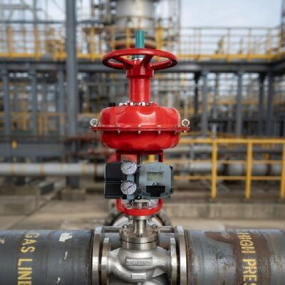 Regelklep met Baker Hughes Masoneilan Smart Valve Positioner SVI2-21123121 SVI2-21123121 met YTC YT-200 Pneumatische Booster