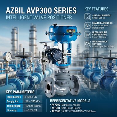 Azbil AVP307 Digitale klep positioner met HART communicatie 4-20 mA gelijkstroominvoer en IP65 behuizing