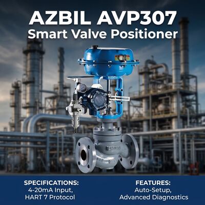 Azbil AVP300 Smart Valve Positioner met HART6 Communicatie 4-20 mA DC Input Signal en ±1,0% F.S. nauwkeurigheid voor pneumatische regelkleppen