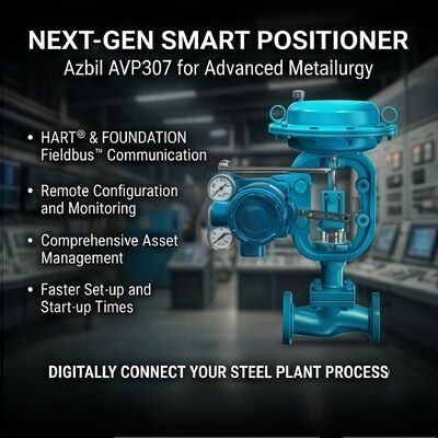 Azbil AVP307 Digital HART Pneumatic Valve Positioner with 4-20 mA DC Input and ±1.0% F.S. Accuracy