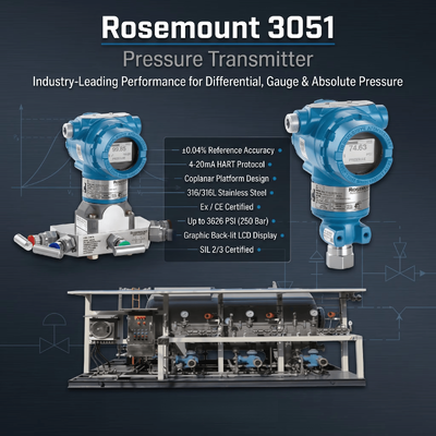 3051 Smart Pressure Transmitter met 316L roestvrij staal 4-20 mA DC / HART en ± 0,04% Span Accuracy