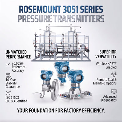 3051 Smart Pressure Transmitter met 316L roestvrij staal 4-20 mA DC / HART en ± 0,04% Span Accuracy