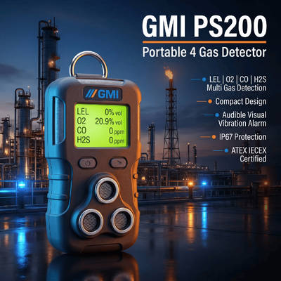 GMI PS200 PS500 Persoonlijke gasmonitor Draagbare 4 Gas Sensor Olie Gas Veiligheid Detectie Gas detector
