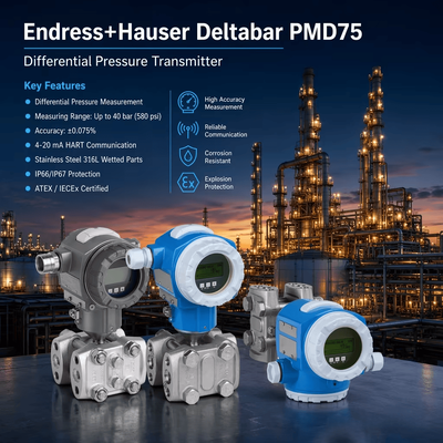 Endress Hauser Deltabar PMD75 4-20 mA HART Smart Differentiële Druksensor Differentiële Druksender