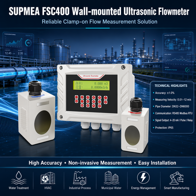 Supmea FSC400 Wandmontage Klem op Ultrasone Flowmeter Transit Time Digitale Vloeistof Flowmeter