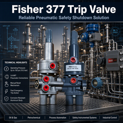 Fi-sher 377 Pneumatische drukontladingskleppingscontrole veiligheidsvoorziening
