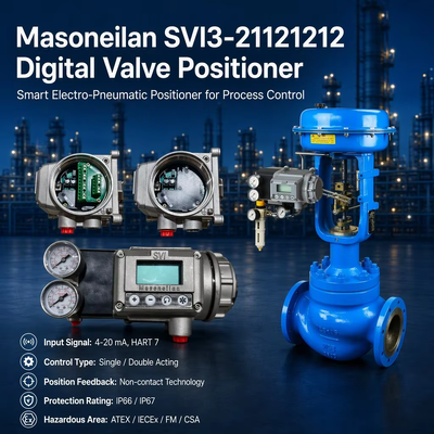 Masoneilan SVI3-21121212 Geavanceerde Diagnostiek IP66 Enkelwerkende LCD Display 4-20 mA HART 7 Kleppositie-regelaar