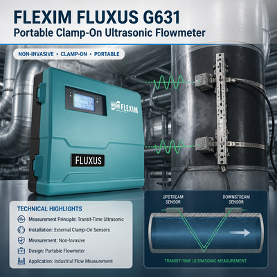 Flexim FLUXUS G631 BA ST EE Draagbare Clamp-on Ultrasone Stroommeter Gassen Vloeistoffen Stoomstroommeter
