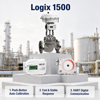 Logix 1500 Intelligent HART Protocol Digital Valve Positioner 4 20mA IP67 Elektro pneumatische stroomregeling Oliechemische industrie
