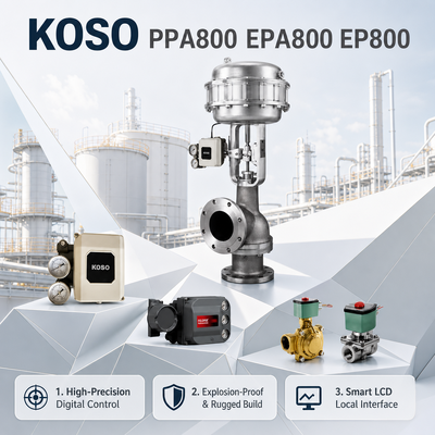 KOSO OEM Electro Pneumatic Smart Valve Positioner PPA800 EPA800 EP800 4 20mA IP66 Oliegas Single Double Acting