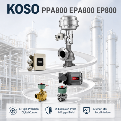 KOSO Smart Valve Positioner PPA800 EPA800 EP800 Electro Pneumatic OEM Hoge precisie 140 700kPa Petrochemische industrie Controle