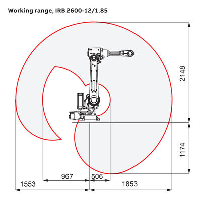 6 van het het Wapen Automatisch Lassen van de as Industrieel Robot de Assemblage en de verpakkingsbereik 1850mm van de Robotnuttige lading 12kg met IRC5-controlemechanisme