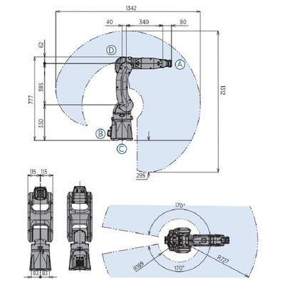 GP7 6 het wapen van de Asrobot voor Materiaal die Nuttige ladings7kg Bereik 927mm snel en Nauwkeurige Materiële het Overhandigen Robot overhandigen