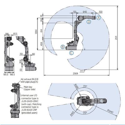 6 de het Wapengp12 Nuttige lading 12kg van de asrobot bereikt 1440mm voor Materiaal die Snelle en Nauwkeurige Matecurate Materiële het Overhandigen Robot overhandigen
