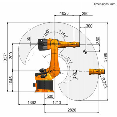 Kr 600 R2830-Nuttige ladings729kg Bereik 2826mm 6 As het Palletiseren Robot