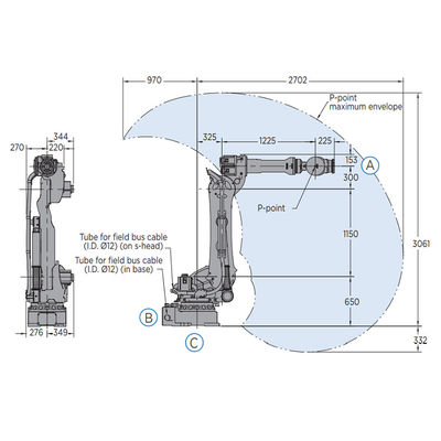 Materiële Behandeling met 180KG-Nuttige lading van Robotachtig Wapen de Robot van Industriële MH180 en van 6 As