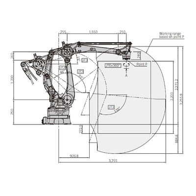 CP180L 4 bereikt de Asnuttige lading 160kg 3255mm Hoge snelheid het Palletiseren Robot