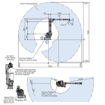 6 Aixs-Robotwapen mh50ii-20 met 20KG-Nuttige lading 3106MM Bereik voor Booglassen en Deklaagmachines