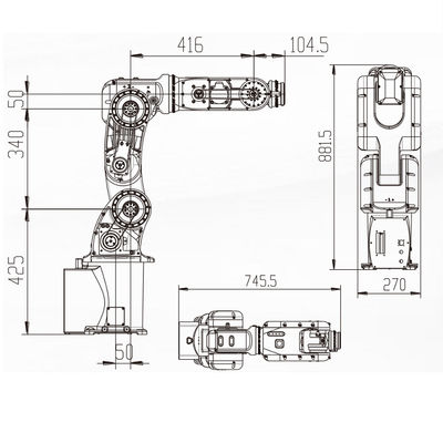 Hoge van het Wapenmini with 7KG van de Nauwkeurigheidsrobot Nuttige lading 759MM Bereik Industriële Robot als Oogst en Plaatsrobot