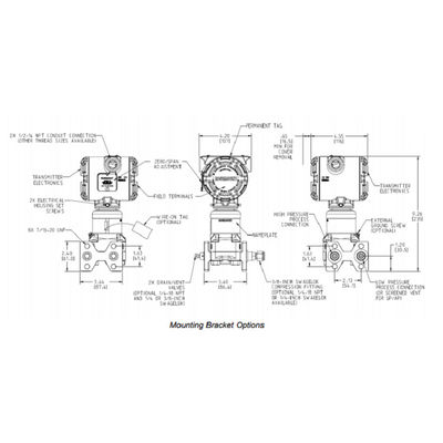 Van de de Drukzender van ros-Emount 3152N Kern Gekwalificeerde Differentiële de Drukzender met Emerson Pressure Transmit