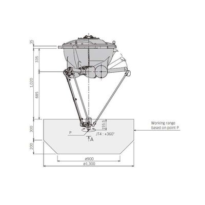 De robotachtige Nuttige lading 3kg van de Wapenassemblage YF003N voor Assemblagerobot 4 As Deltarobot