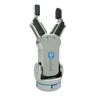 Samenwerkende robot gecombineerd met robotarmgrijper RG2 voor het hanteren van Cnc als robotgrijper