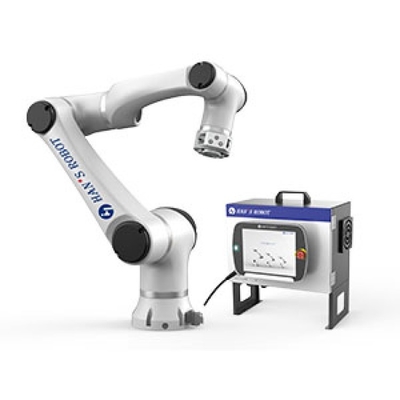 De Elfachtige Reeks E5 Cobot van HAN als Oogst en Plaatsmachinewerk met AGV Robotnuttige lading 5kg met As 6