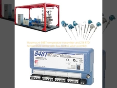 Rosemount 848T temperatuurzender en 214 RTD temperatuursensor met flowregelklep assemblage