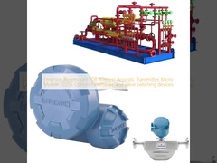 Emerson Rosemount 708 Draadloze Akoestische Zender, Micro Motion F025S Coriolis Flowmeter en klepschakelapparatuur